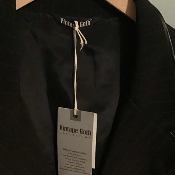 Men’s Vest - Black with Red Pinstripe - Picture 2 of 4